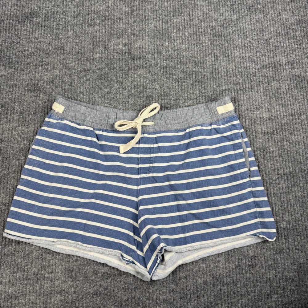 Allihop Shorts Womens M Blue Striped Cotton French Terry Lounge Sleep Coastal